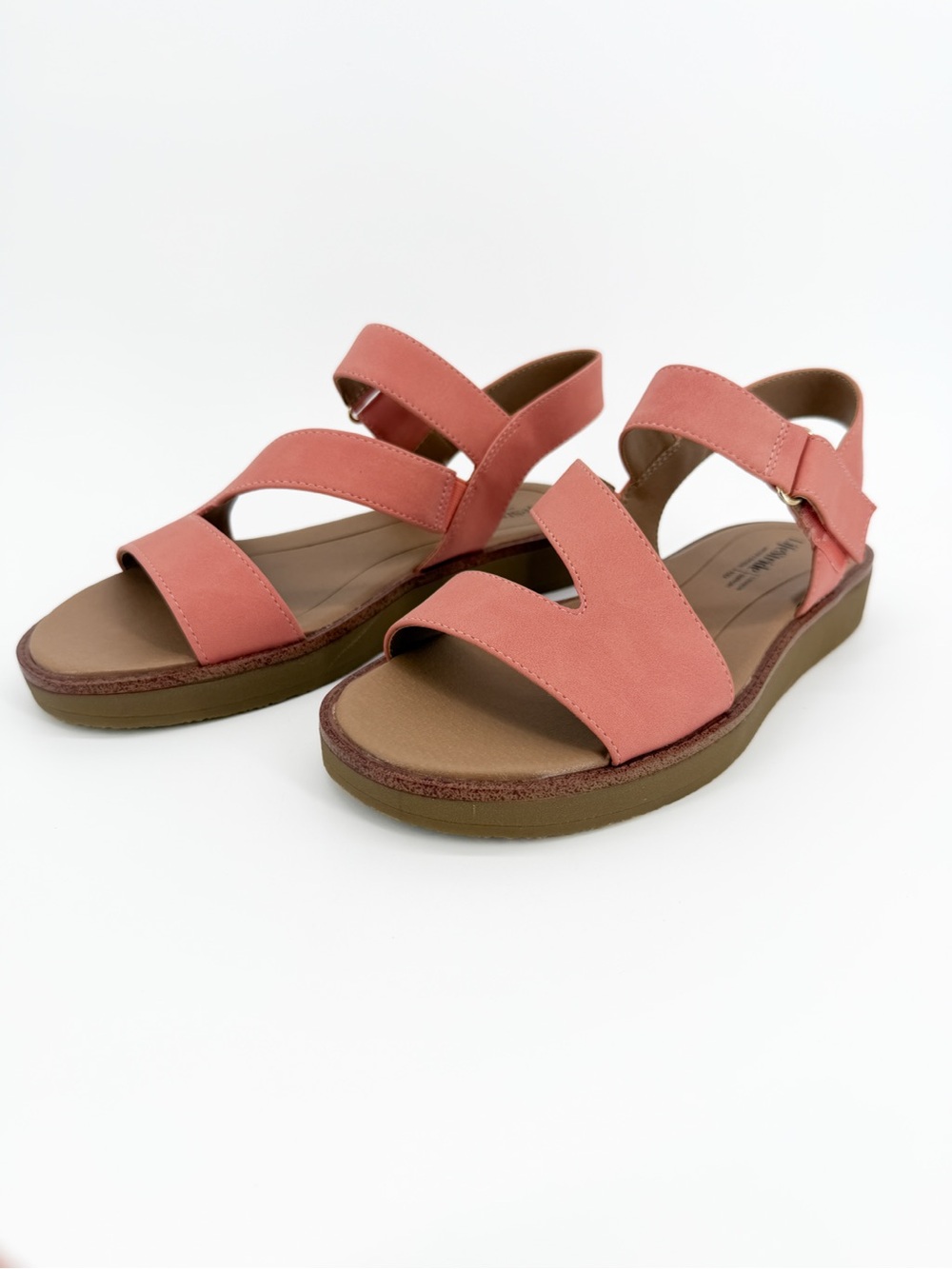 LifeStride Waverly Strappy Platform Sandals Hook & Loop Coral Pink 6W WIDE NEW - Picture 4 of 16